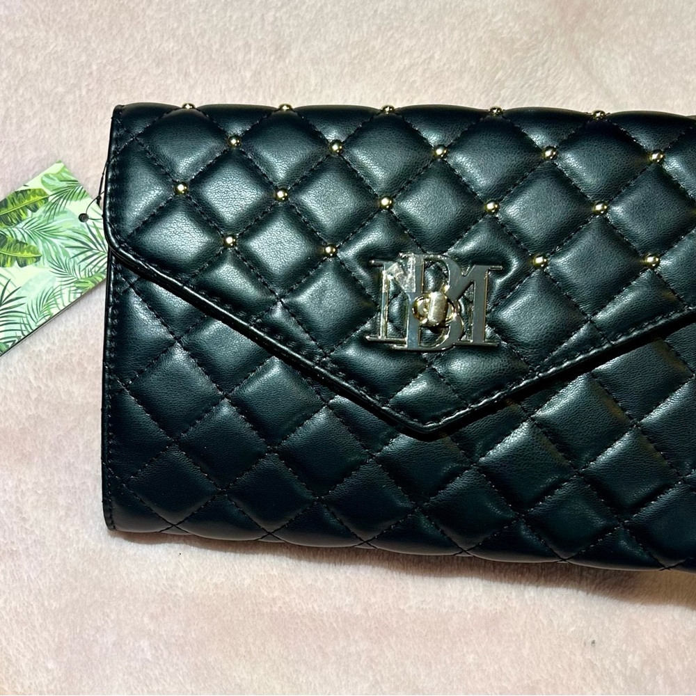 Badgley Mischka Black Quilted Clutch also use as Cross Body $129.00 NWT